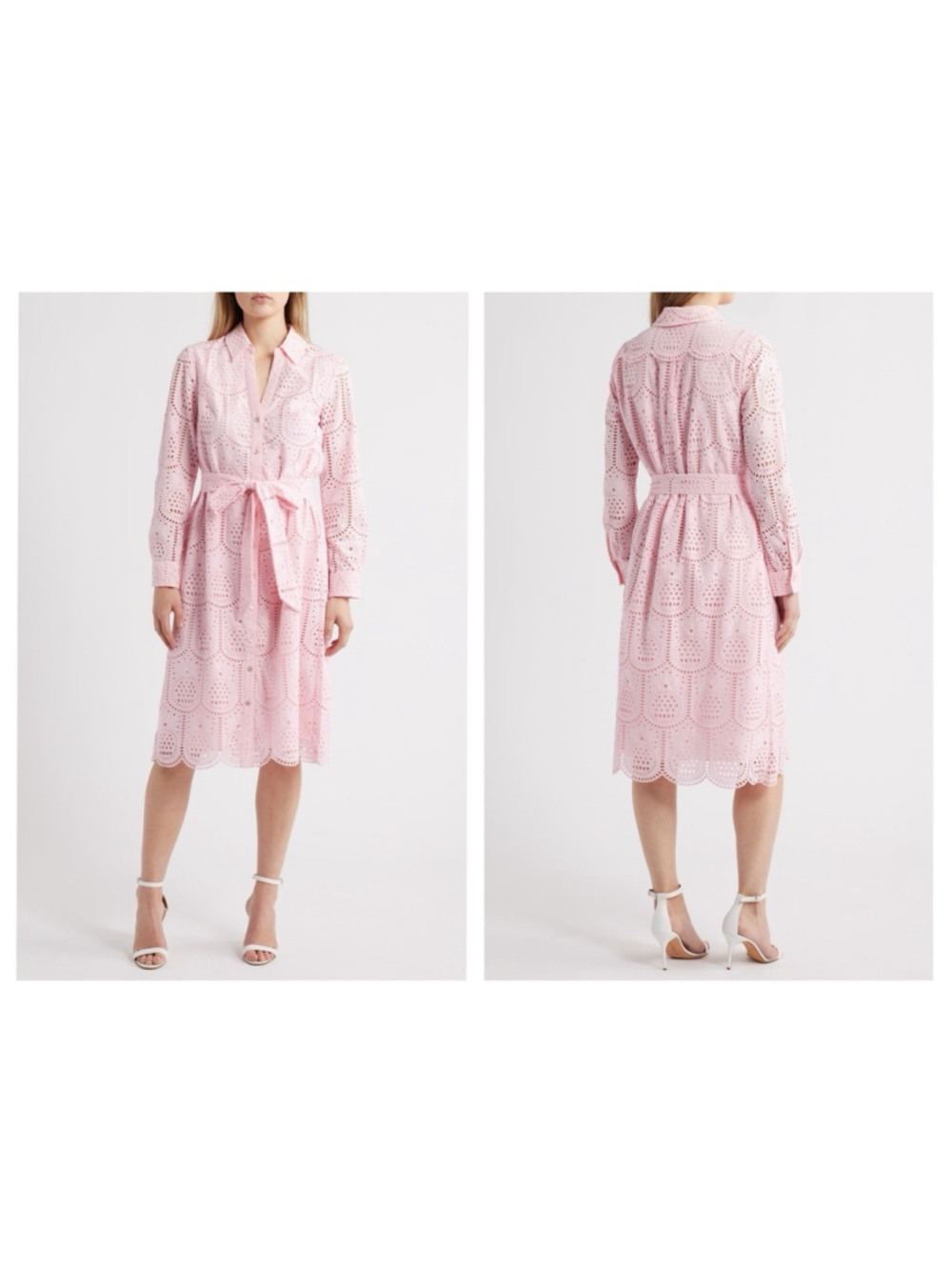 Lilly Pulitzer Eira Midi Shirtdress 00 Pineapple Tile Eyelet Pink Muse Feminine